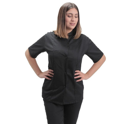 Manelli Short Sleeve / XS / Noir Women's Short Sleeve Black Kitchen Coat - Marbella - MANELLI