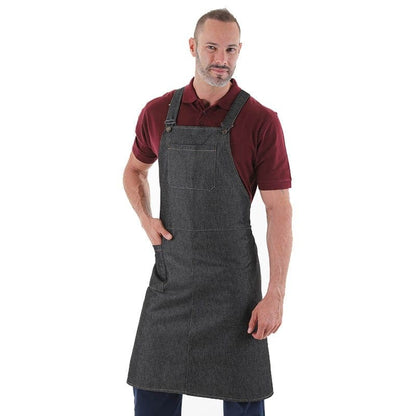 Manelli Urban Crossed Bib Apron Black Denim - MANELLI