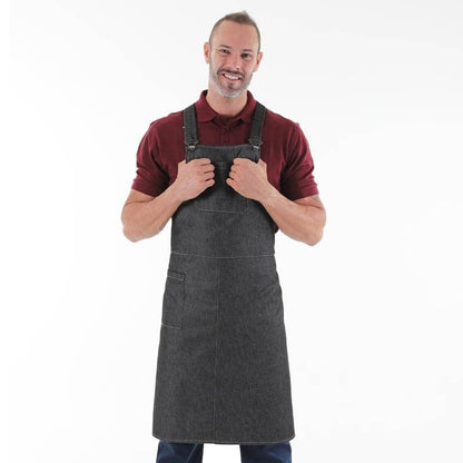 Manelli Urban Crossed Bib Apron Black Denim - MANELLI