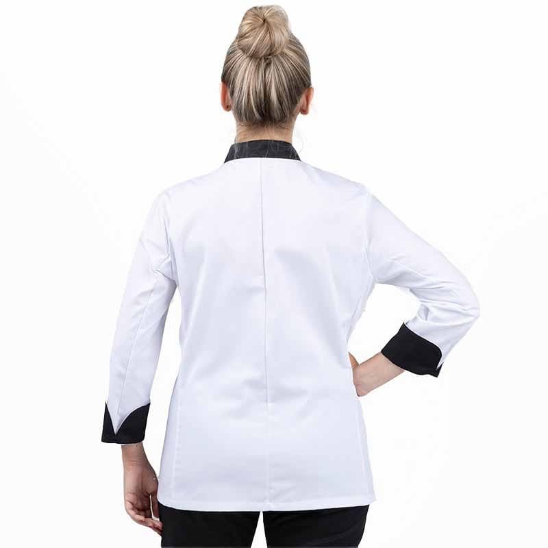 Manelli White Kitchen Coat with Black Collar - MANELLI