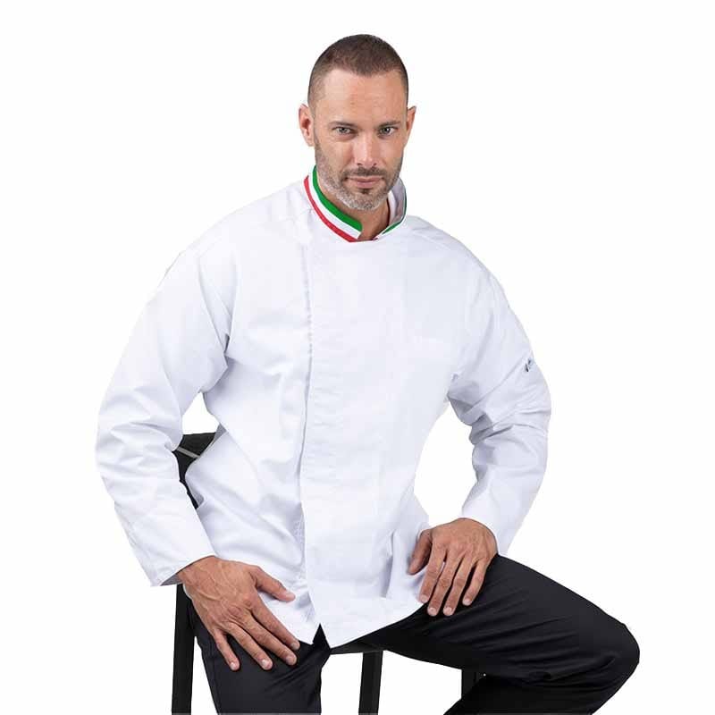 Manelli White Kitchen Coat with Italian Collar - Manelli