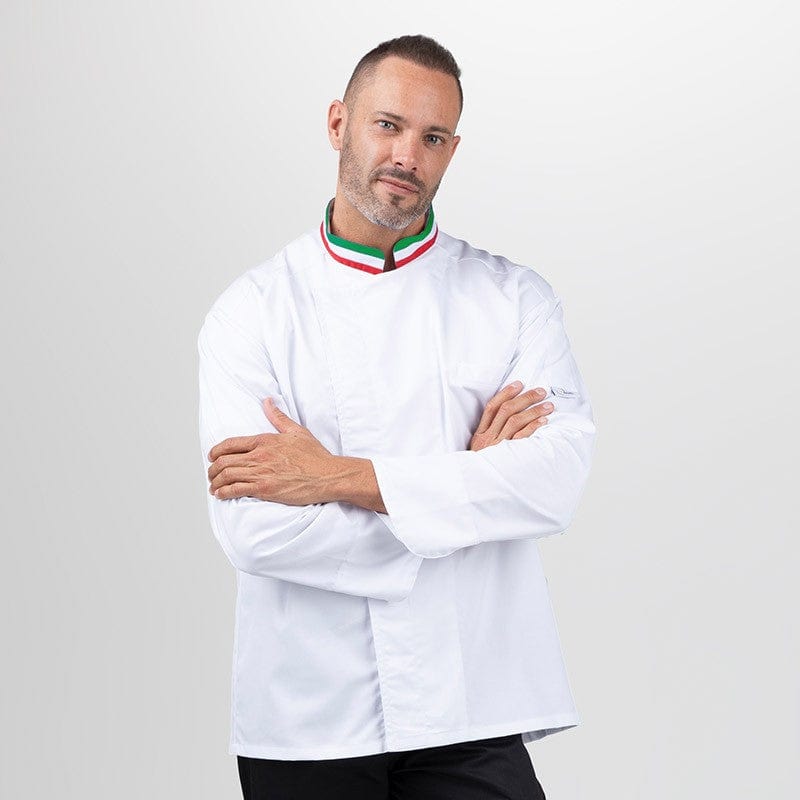 Manelli White Kitchen Coat with Italian Collar - Manelli