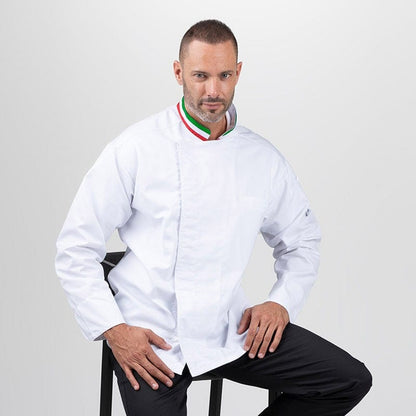 Manelli White Kitchen Coat with Italian Collar - Manelli