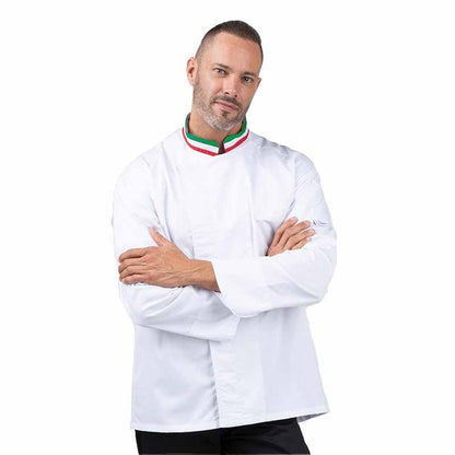 Manelli White Kitchen Coat with Italian Collar - Manelli