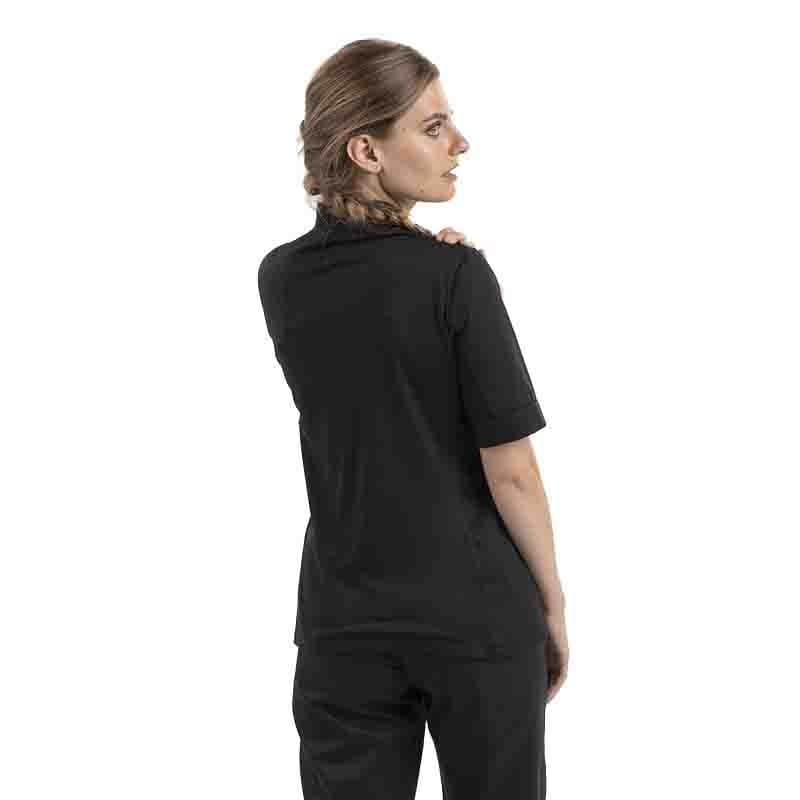 Manelli Women's Black Short Sleeve Chef Coat with Ventilated Back - MANELLI