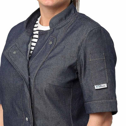 Manelli Women's Jean Short Sleeves Kitchen Coat with Pocket - MANELLI