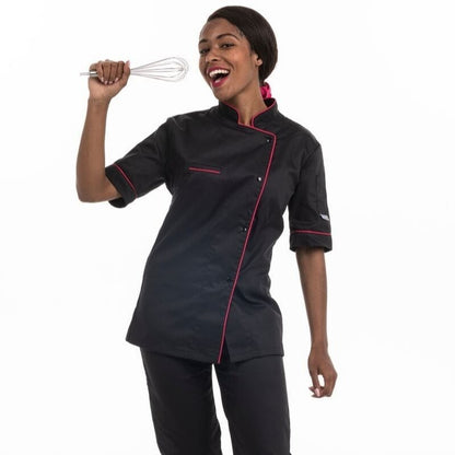 Manelli Women's Kitchen Coat with Fuchsia Elisa Piping - MC - MANELLI