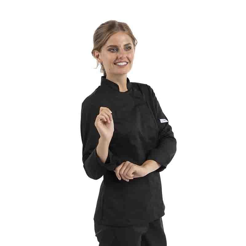 Manelli Women's Long Sleeve Black Chef Coat - MANELLI