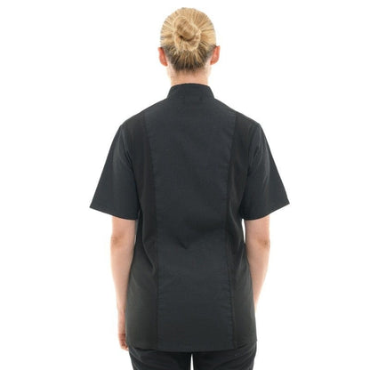 Manelli Women's Waffle Chef Coat Short Sleeve Black - MANELLI