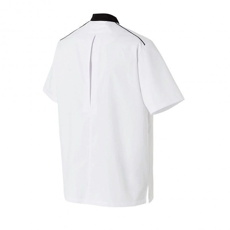 Molinel Neospirit Short Sleeves White Breathable Chef Coat with Black Piping - MOLINEL