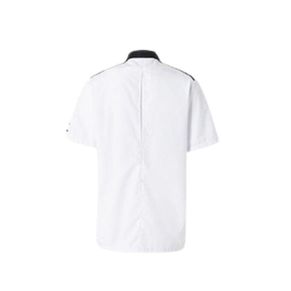 Molinel Neospirit White Breathable Chef Coat Short Sleeves with Black Piping for Women - MOLINEL