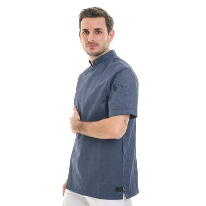 Molinel Shade Denim Blue Men's Short Sleeve Kitchen Coat - MOLINEL