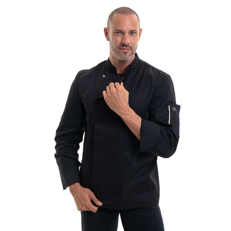 Robur Black Chef Coat Long Sleeves INOX - ROBUR