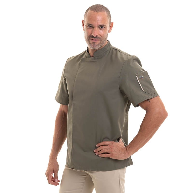 Robur Khaki Short Sleeve Chef's Coat Nero - ROBUR