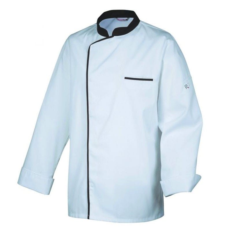 Robur Long Sleeve White/Mocha Kitchen Coat - ENERGY - ROBUR