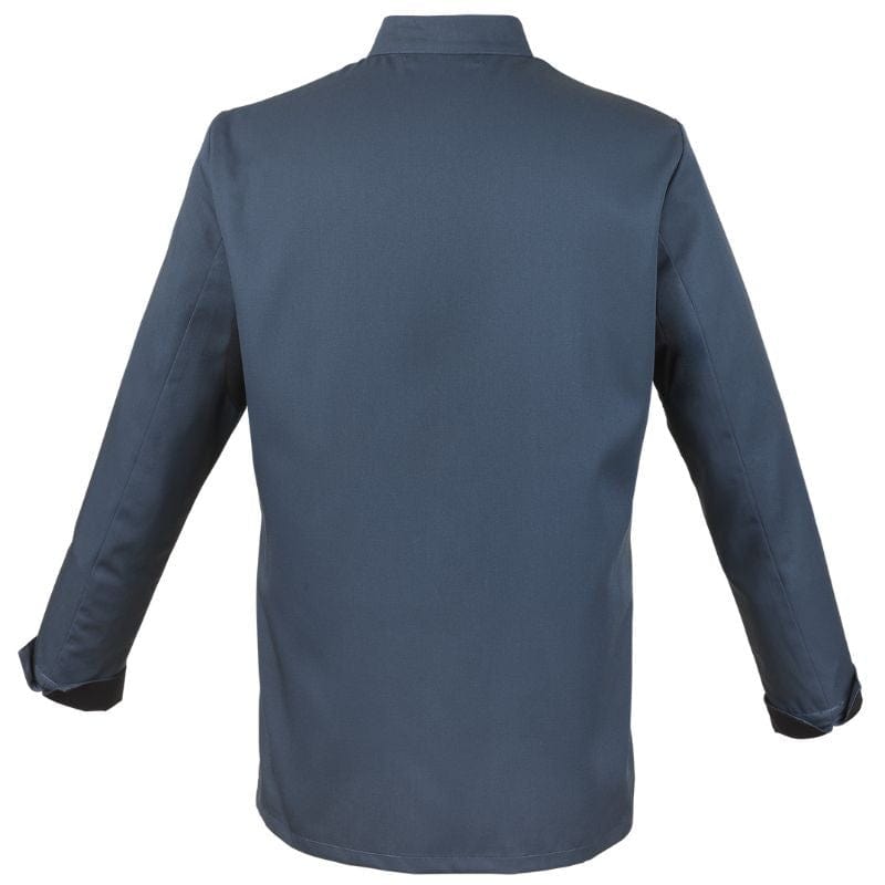 Robur Men's Long Sleeve Ocean Blue Chef Coat With Black Piping  - ROBUR