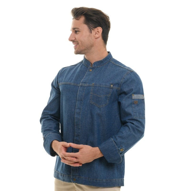 Robur Men's Washed Denim Long Sleeve Kitchen Coat Harper - ROBUR