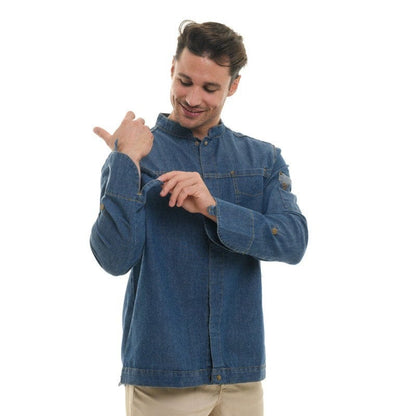 Robur Men's Washed Denim Long Sleeve Kitchen Coat Harper - ROBUR