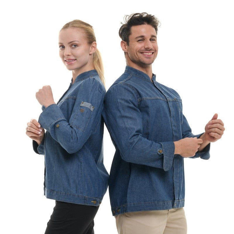 Robur Men's Washed Denim Long Sleeve Kitchen Coat Harper - ROBUR