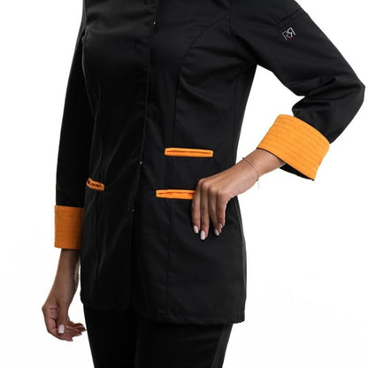 Robur RIA Long Sleeve Kitchen Coat Black Melon - ROBUR