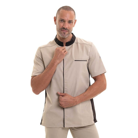 Robur Short Sleeve / T0 - XS ABAX Kitchen Coat Ecru/Mocha Short Sleeves - ROBUR