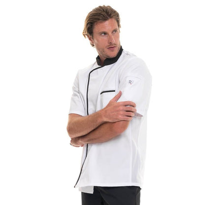 Robur Short Sleeve White Mocha Chef's Coat Energy - ROBUR