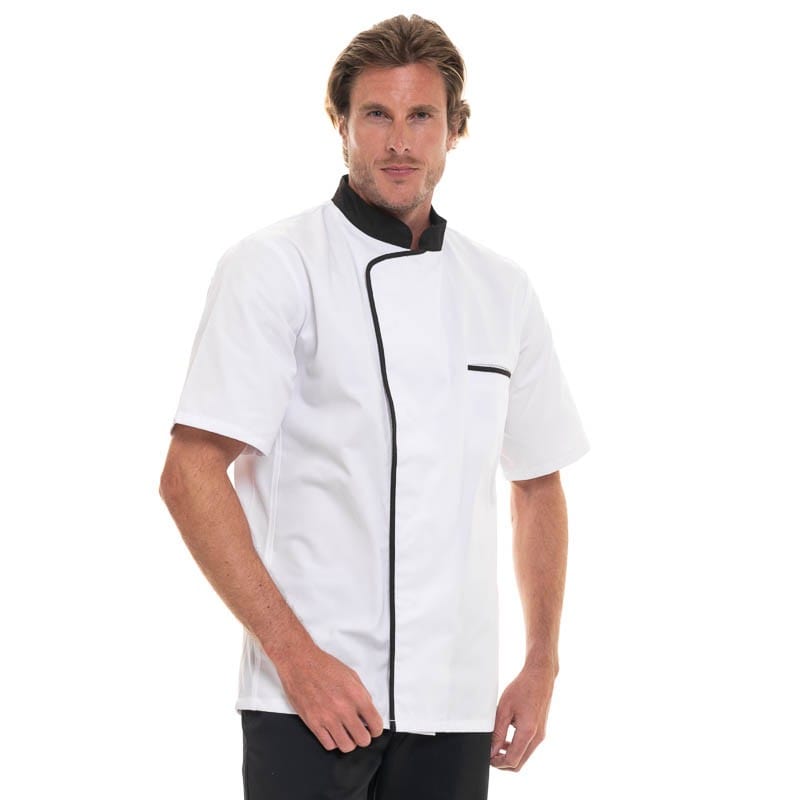 Robur Short Sleeve White Mocha Chef's Coat Energy - ROBUR