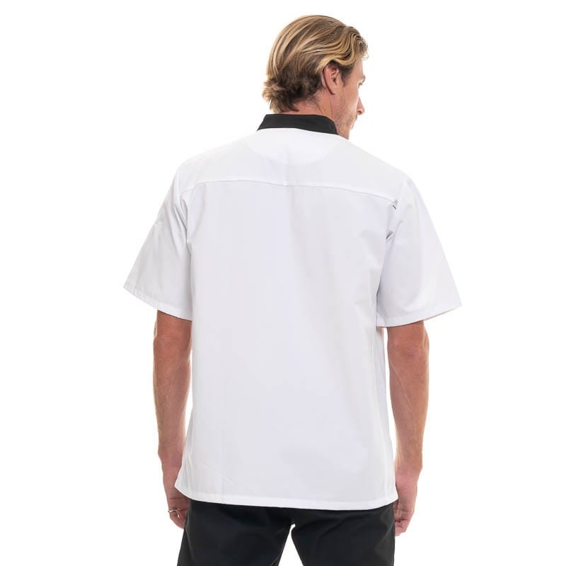 Robur Short Sleeve White Mocha Chef's Coat Energy - ROBUR