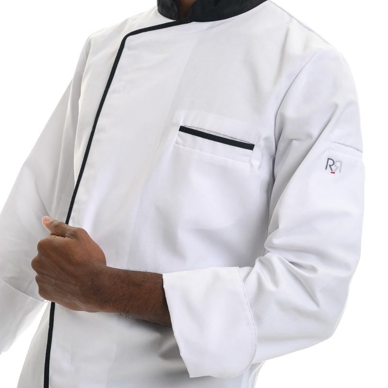 Robur White and Black Long Sleeve Chef Coat Energy - ROBUR