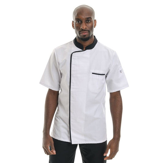 Robur White and Black Short Sleeve Kitchen Coat Energy - ROBUR