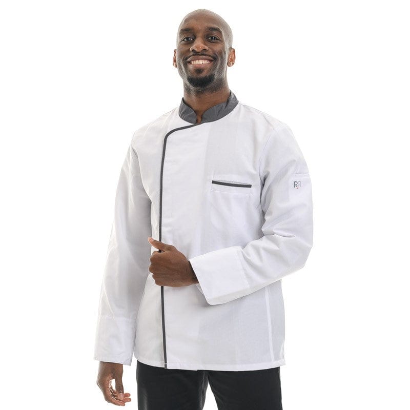 Robur White Anthracite Long Sleeve Chef Coat Energy - ROBUR