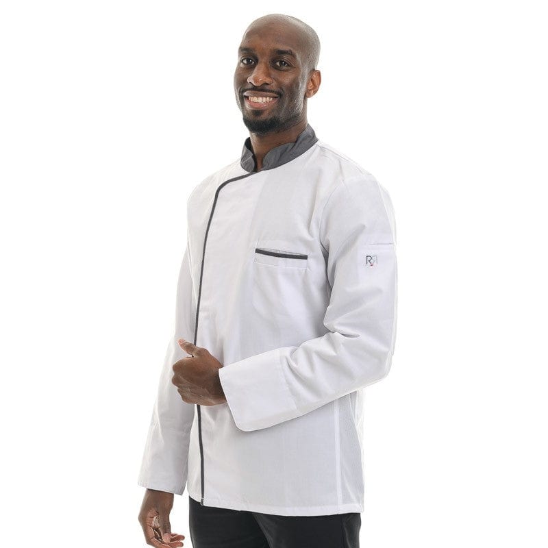 Robur White Anthracite Long Sleeve Chef Coat Energy - ROBUR