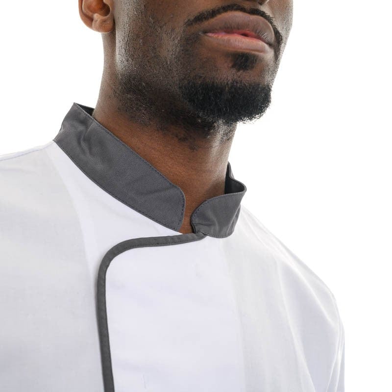 Robur White Anthracite Long Sleeve Chef Coat Energy - ROBUR