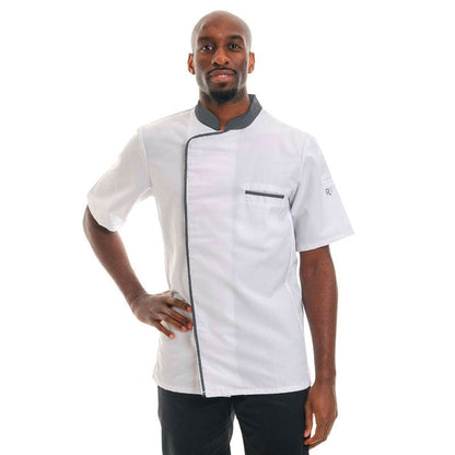 Robur White Anthracite Short Sleeve Kitchen Coat Energy - ROBUR