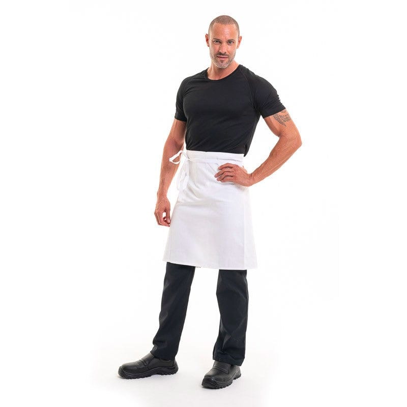 Robur White Half Chef Apron Coton 23.62 inch - ROBUR