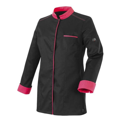 Robur Women's Black/Fuchsia Long Sleeve Kitchen Coat Elbax - ROBUR