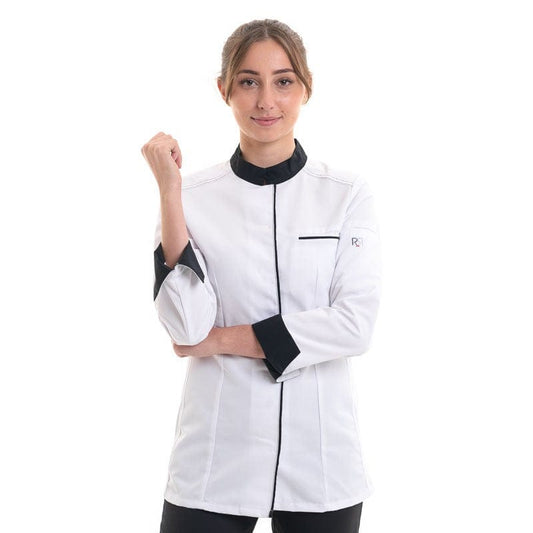 Robur Women's White and Black Long Sleeve Kitchen Coat - ELBAX - ROBUR