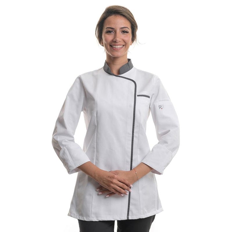 Robur Women's White/Anthracite Long Sleeve Kitchen Coat Expression - ROBUR