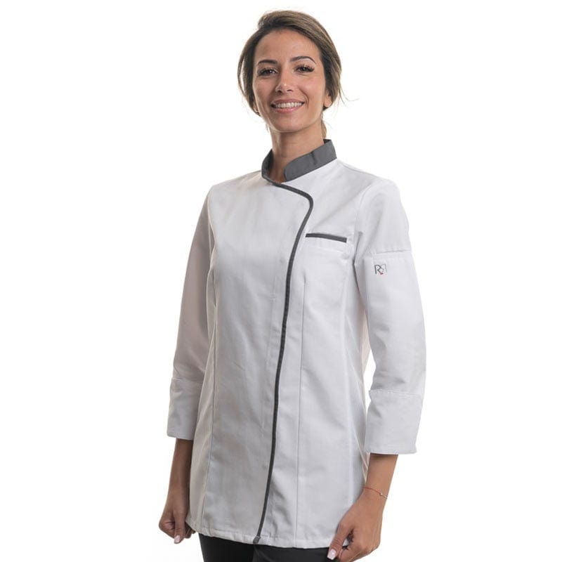 Robur Women's White/Anthracite Long Sleeve Kitchen Coat Expression - ROBUR