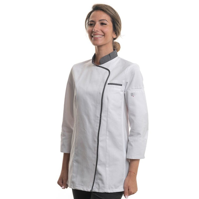 Robur Women's White/Anthracite Long Sleeve Kitchen Coat Expression - ROBUR