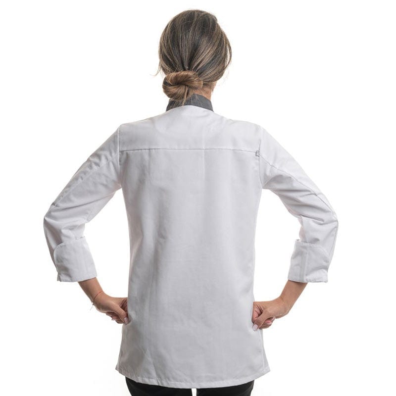 Robur Women's White/Anthracite Long Sleeve Kitchen Coat Expression - ROBUR