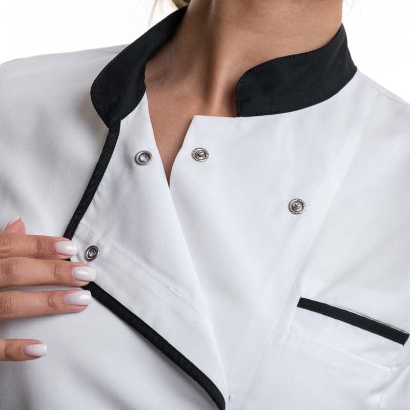 Robur Women's White Black Long Sleeve Kitchen Coat - EXPRESSION ROBUR