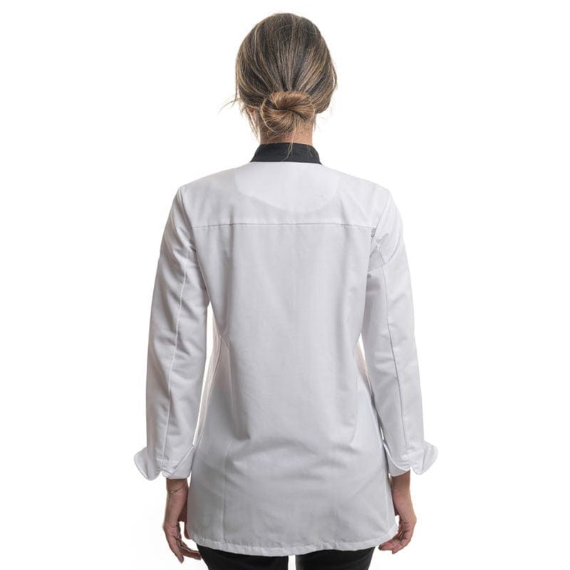 Robur Women's White Black Long Sleeve Kitchen Coat - EXPRESSION ROBUR