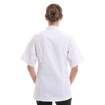 Robur Women's White Chef Coat Long Sleeve Asymmetrical Closure Manille - ROBUR