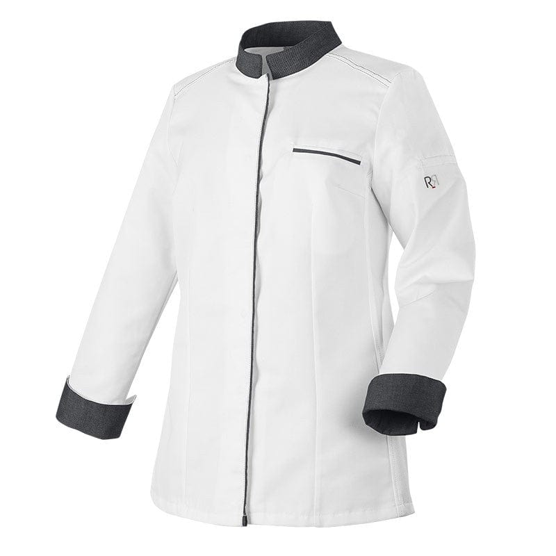 Robur Women's White/Denim Long Sleeve Kitchen Coat Expression - ROBUR