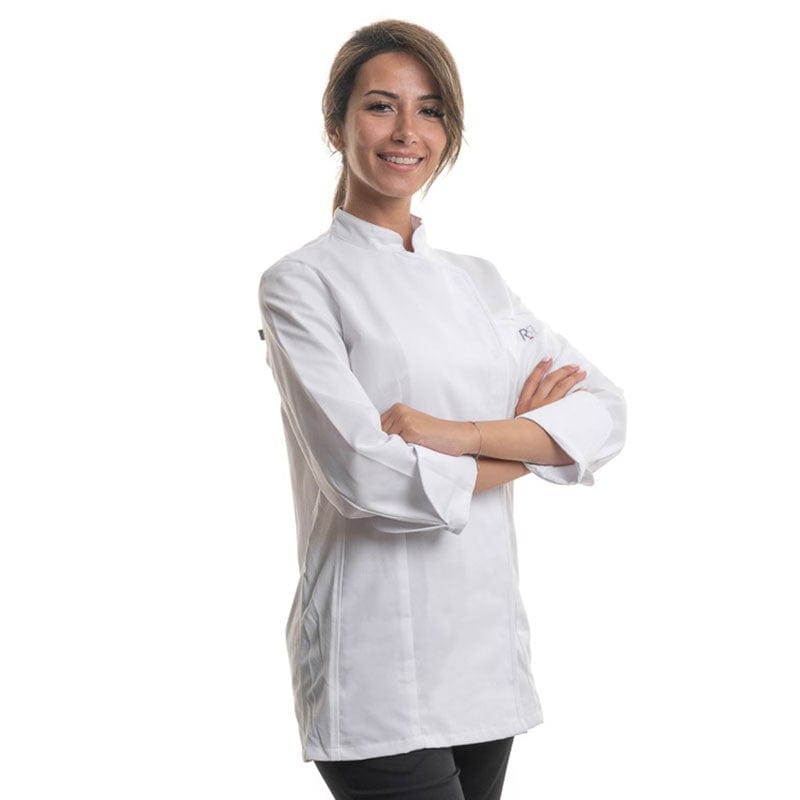 Robur Women's White Long Sleeve Kitchen Coat Expression - ROBUR