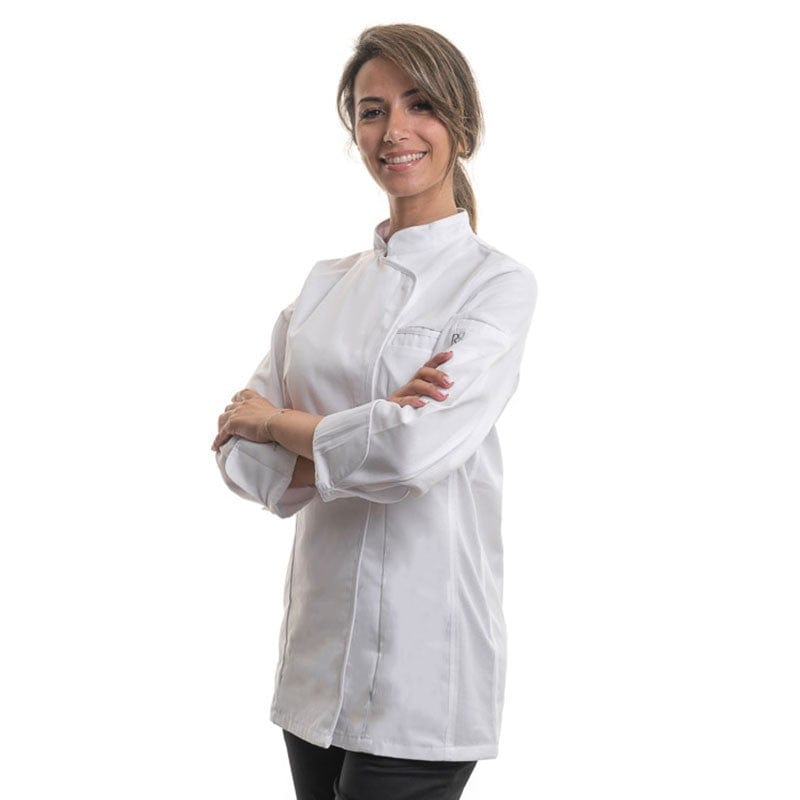 Robur Women's White Long Sleeve Kitchen Coat Expression - ROBUR