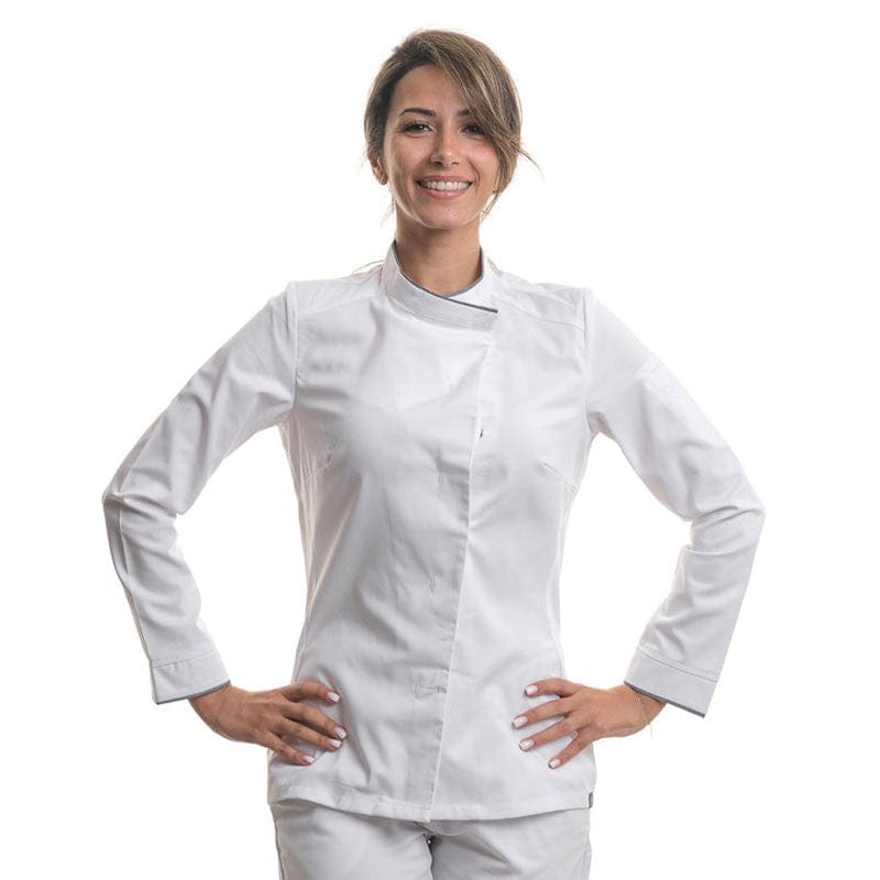 Robur Women's White Long Sleeve Kitchen Coat technology 37.5 Cavane - ROBUR