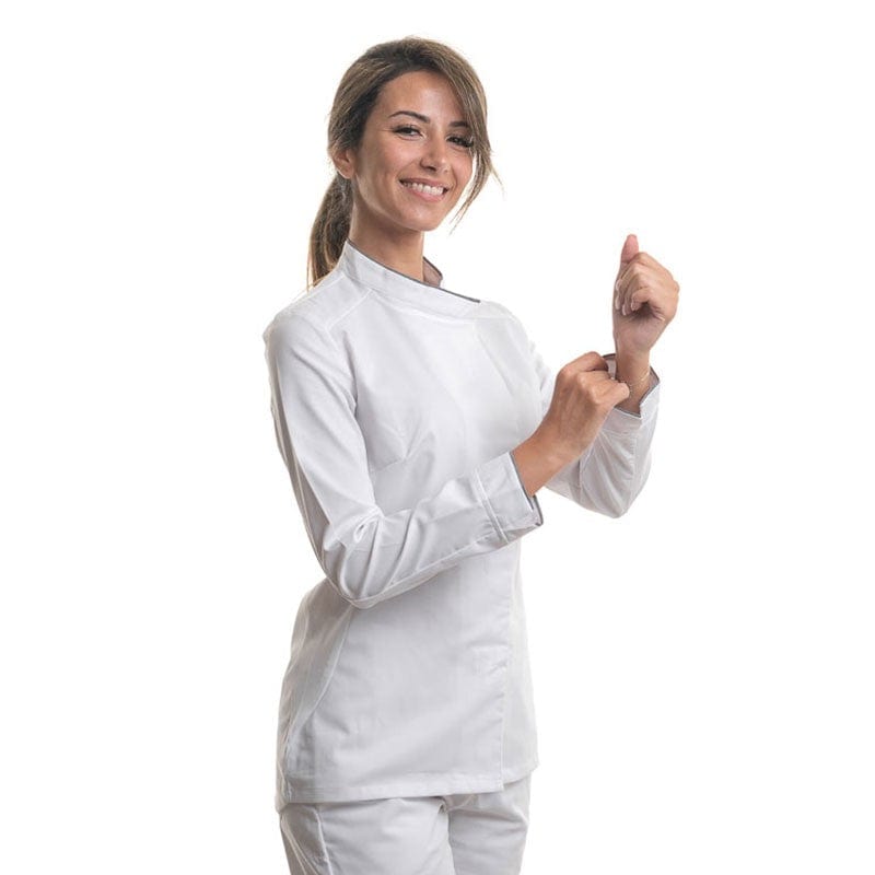 Robur Women's White Long Sleeve Kitchen Coat technology 37.5 Cavane - ROBUR