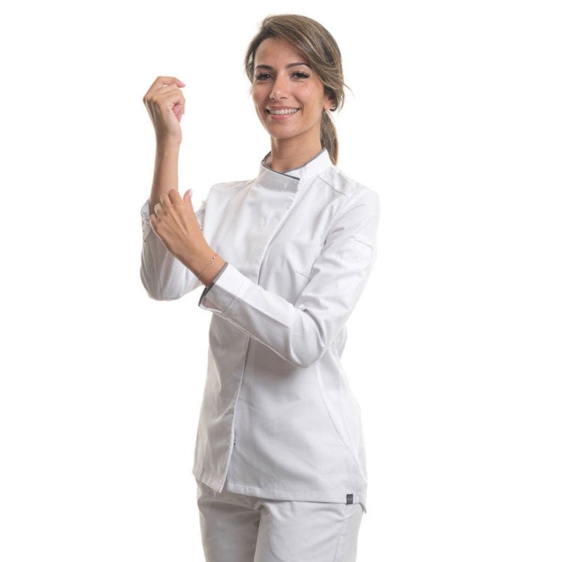 Robur Women's White Long Sleeve Kitchen Coat technology 37.5 Cavane - ROBUR